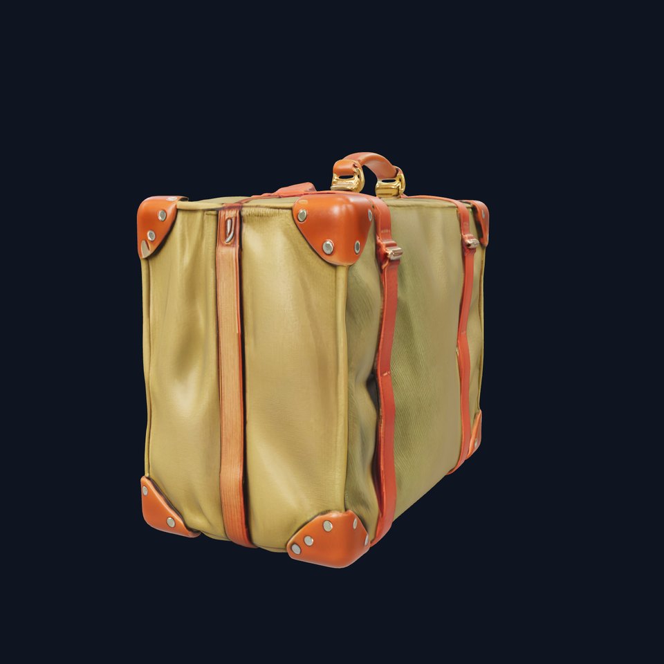 Vintage Leather Canvas Suitcase Model Pack